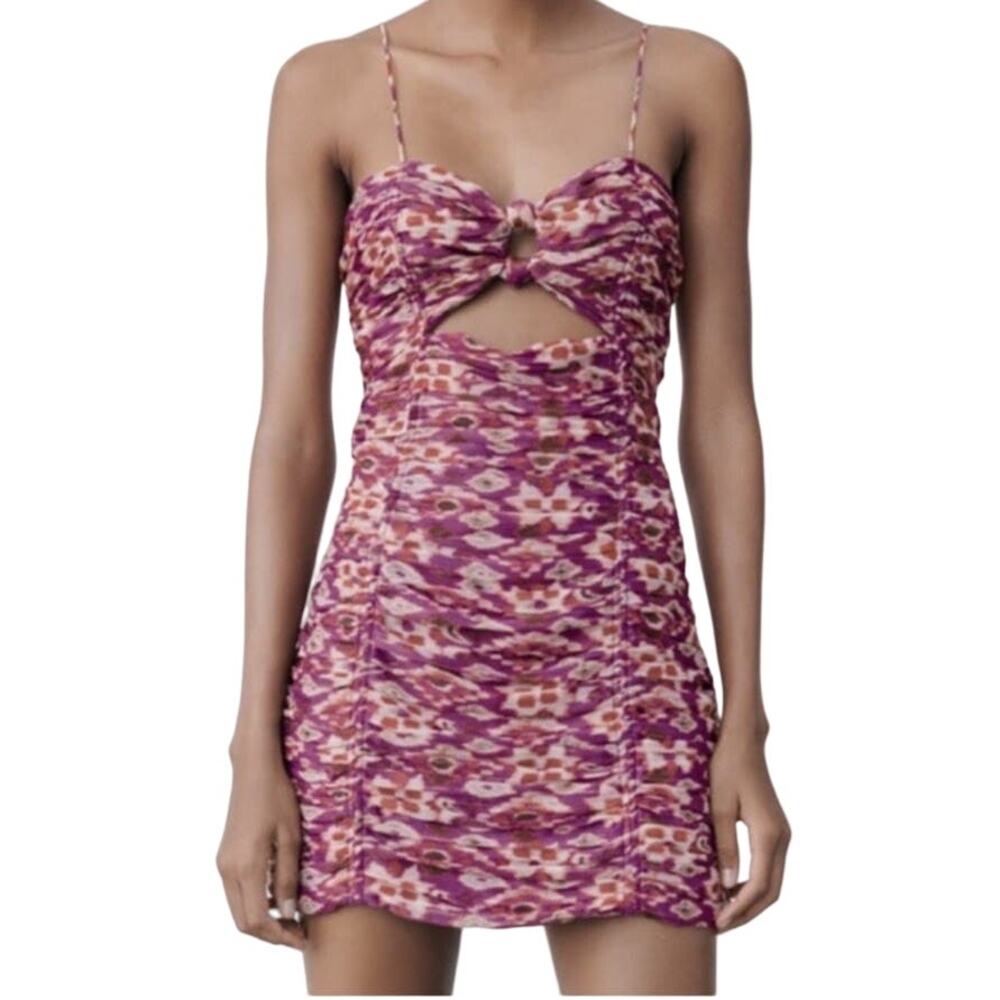 Zara Sleeveless Cutout Mini Dress with Draping Resortwear Party Women's XS